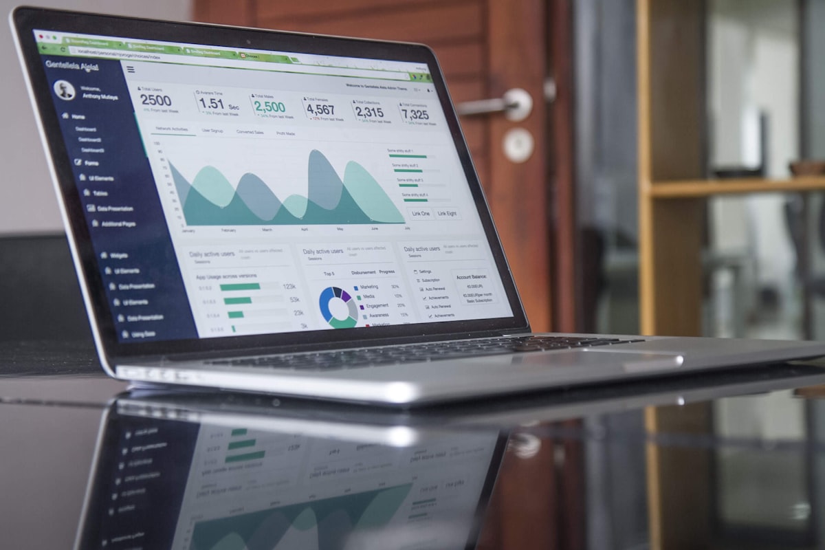 Modern digital workspace with analytics dashboard